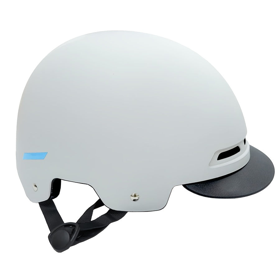 Daxys Lightweight Adjustable Bike & Skateboard Helmet - Unisex White\u002FBlack with Blue Accent, Breathable Ventilation System, Durable ABS+EPS Material for Adults, Teens, Men & Women, Bike Helmet, Outdoor Sports Gear, Sleek Design, Secure Fit Strap