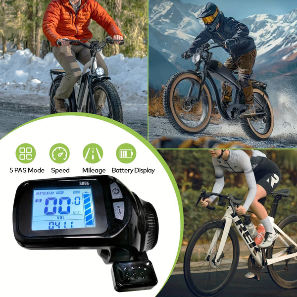 S886 UART2 Electric Bicycle Cycle Snelheidsmeter Fiets Digitaal Stopwatch Ebike Fietsen Odometer Fietscomputer,  Ebike Display, Compact Design, Highquality Electronics, Cyclists