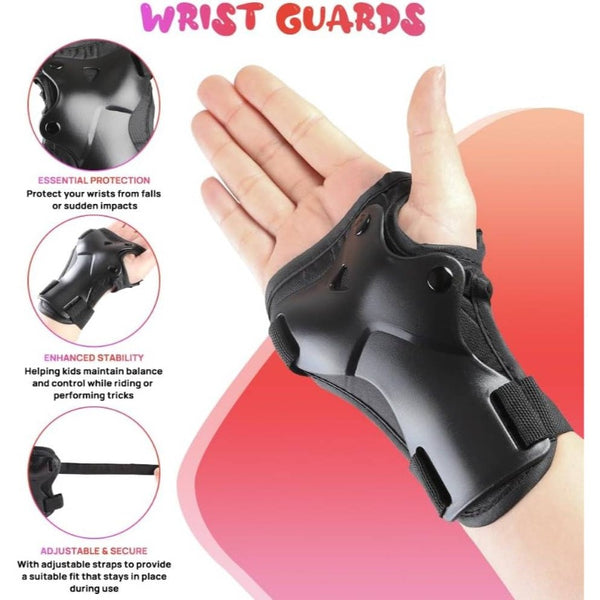 Youth & Adult Protective Gear Set - Heavy-Duty Knee Pads, Elbow Pads & Wrist Guards with Impact-Resistant Padding, Adjustable Straps & Buckles - Ideal for Skateboarding, BMX, Roller Skating, Cycling, Scooter Riding - Durable Textile Material