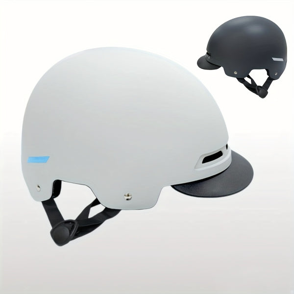 Daxys Lightweight Adjustable Bike & Skateboard Helmet - Unisex White\u002FBlack with Blue Accent, Breathable Ventilation System, Durable ABS+EPS Material for Adults, Teens, Men & Women, Bike Helmet, Outdoor Sports Gear, Sleek Design, Secure Fit Strap
