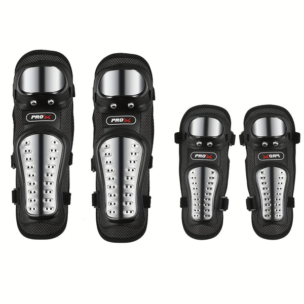 Bicycle Equipment, Motorcycle Protectors, 4pcs Motorcycle Knee And Elbow Pad Set, Stainless Steel Non Woven Body, Black, Outdoor Sports Equipment For Cycling, Skiing, Skateboarding, Airsoft Guns