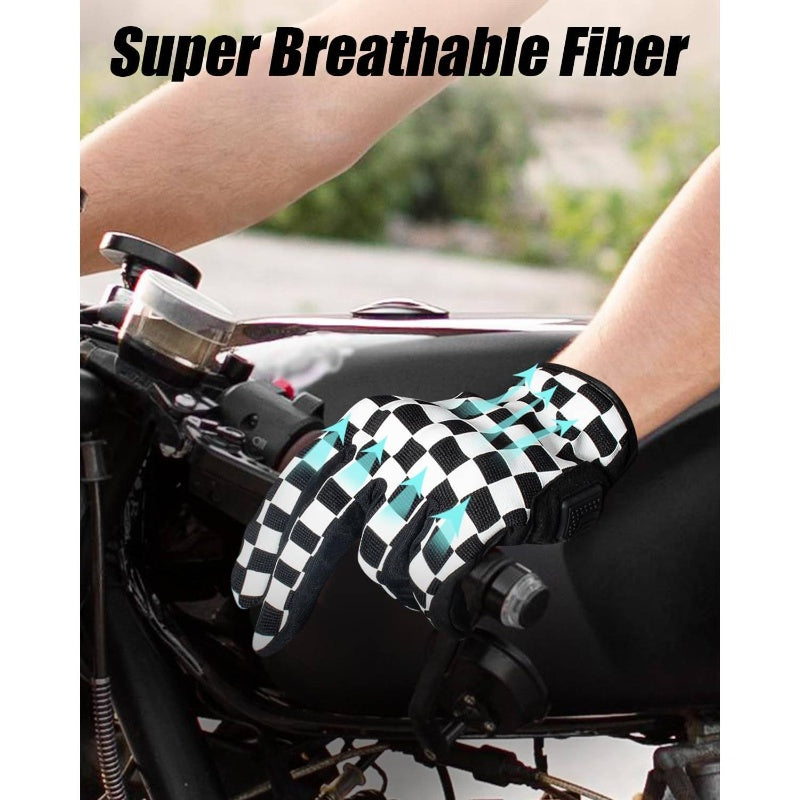 Touchscreen Motorcycle Gloves, Non - Slip Bike Gloves Men Women, Breathable Motocross Glove Riding ATV MTB,  Sporty Design, Durable Material, Reinforced Stitching, Outdoor Enthusiasts