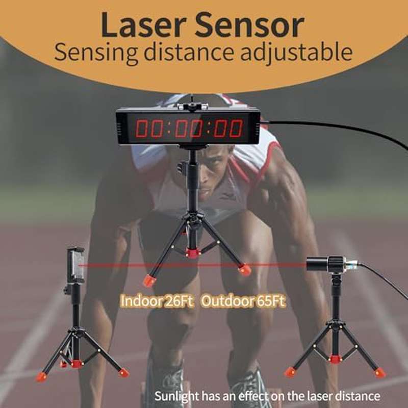 Laser Stopwatch Timer w Built - in Battery - Wireless Timing for Sprint, Field, Bikes Motorcycles