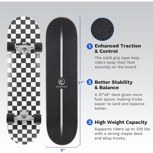 Complete Skateboard Set with LightUp Glow-in-the-Dark Wheels - Heavy-Duty 7-Ply Maple Deck, 220 lbs Weight Capacity, Full Protective Gear (Helmet\u002FWrist\u002FElbow\u002FKnee Pads) & Tool Kit for Boys & Girls - Beginner to Pro Skateboard Kit with