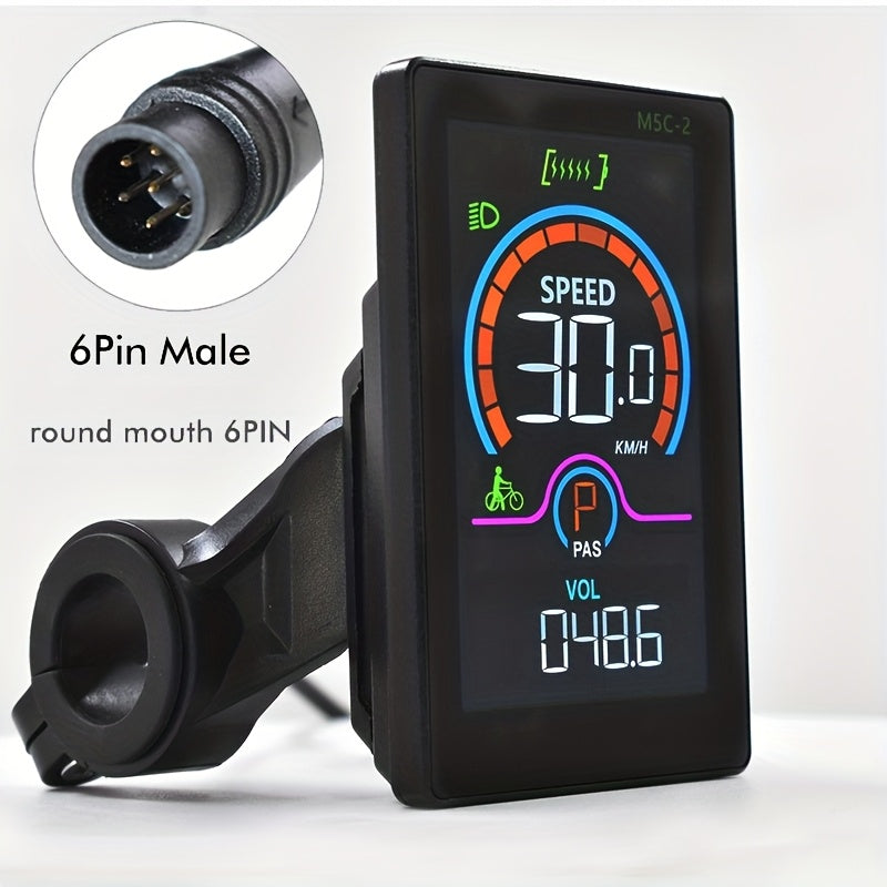 M5C-2 UART2 Electric Bicycle Computer Speedometer Bike Digital Multicolor Ebike Accessories Stopwatch Cycling Odometer, Cycling Tracker, Bike Speedometer, Modern Cycling Tech, Bike Odometer, Outdoor Enthusiasts, Commuters