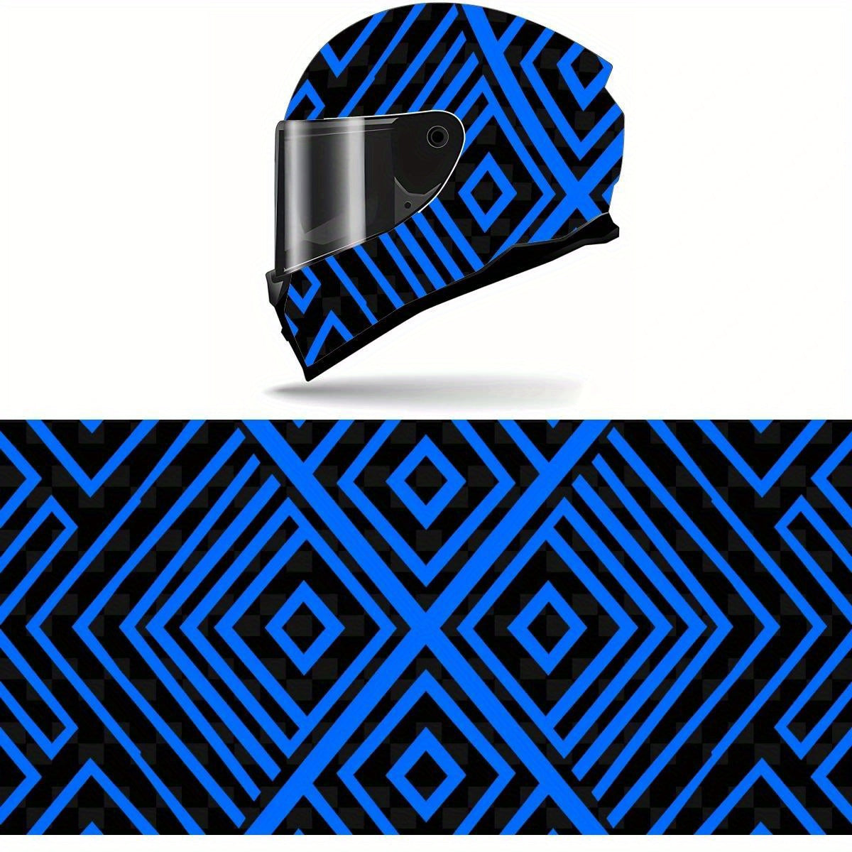 Full Helmet Wrap Sticker - Blue & Black Racing Graphic Decal, Durable PVC Motorcycle Helmet Decor with High-Quality Print, Easy to Apply & Remove, Fits Most Helmets for Enhanced Style & Protection, Motorcycle Accessories, Sleek Glossy Finish, Protective G