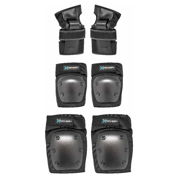 Black 6pcs Protective Gear Set, Includes 2 Elbow Pads, 2 Knee Pads and 2 Wrist Braces, Great Scooters, Bikes, Skateboards, Hoverboards,  Adjustable Fit, Highquality Foam, Impactresistant Padding, Hoverboard Users, Skaters