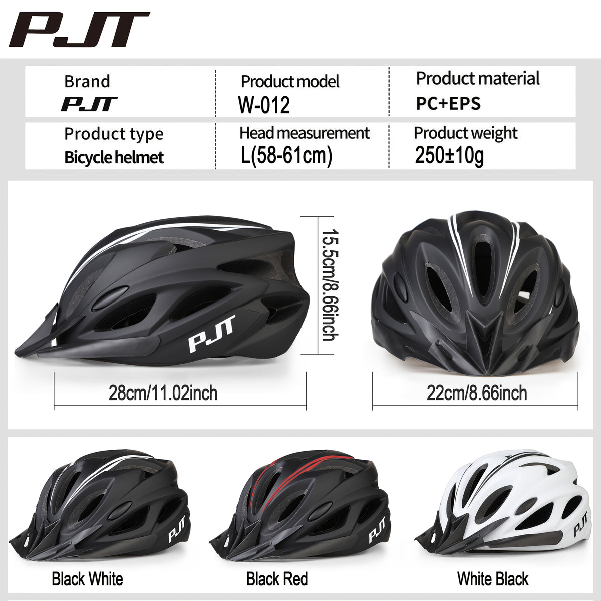 The PJT Bike Helmet Features a Detachable Visor And Meets CPSC\u002FCE Standards, Offering High-Quality Protection with a 0.7Mm Thick PC And a 501 Density EPS Surface Treated with a Matte Finish. It Includes Tested Safety Straps, an Adjustment System