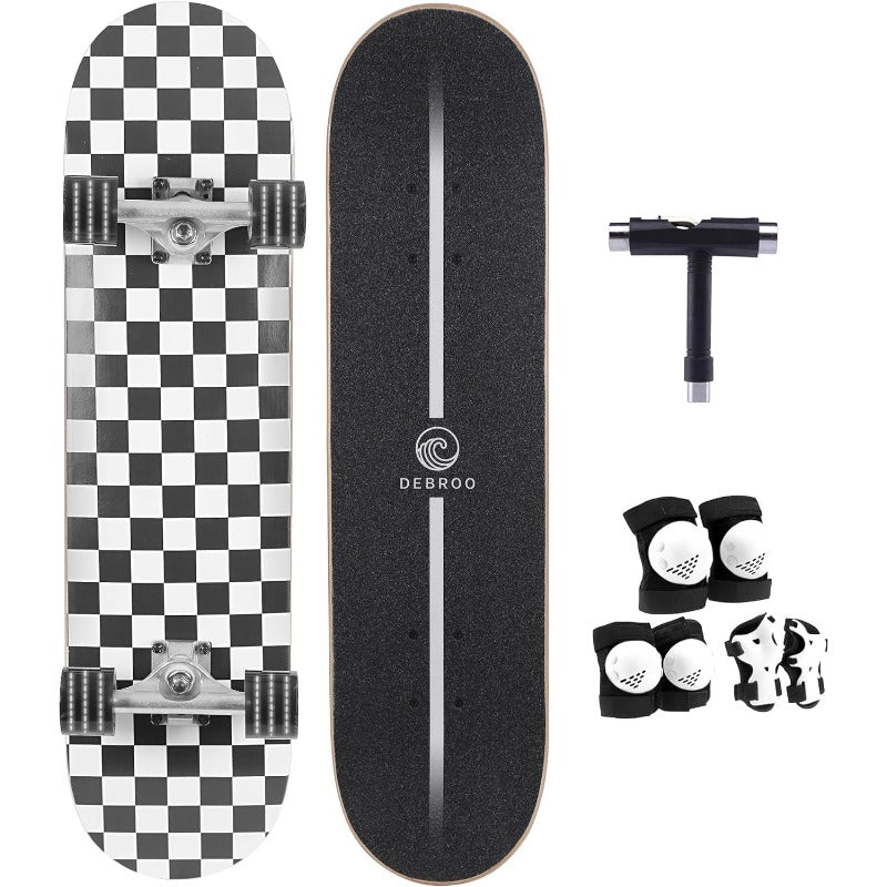 Complete Skateboard Set with LightUp Glow-in-the-Dark Wheels - Heavy-Duty 7-Ply Maple Deck, 220 lbs Weight Capacity, Full Protective Gear (Helmet\u002FWrist\u002FElbow\u002FKnee Pads) & Tool Kit for Boys & Girls - Beginner to Pro Skateboard Kit with