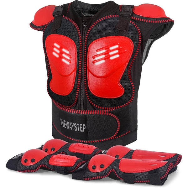 Motorcycle Armor Gear Body Armor Vest Suit Chest Back Spine Protector Motocross Bike Protective Gear with Elbow Knee Protector Pads MTV ATV Cycling Skateboard Off - Road Racing Skiing,  Motorcycle Armor Vest, Adjustable Fit Design, Durable Protective
