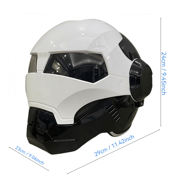 Dual-Sport Modular Gloss White Protective Headgear- Quick-Release Visor, Removable Liner for Easy Cleaning