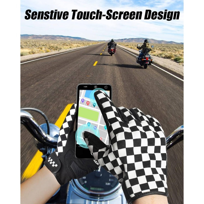 Touchscreen Motorcycle Gloves, Non - Slip Bike Gloves Men Women, Breathable Motocross Glove Riding ATV MTB,  Sporty Design, Durable Material, Reinforced Stitching, Outdoor Enthusiasts