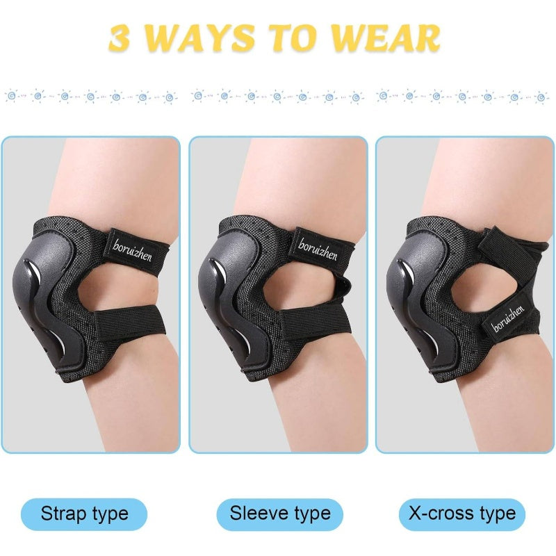 AdultYouth Knee and Elbow Pads with Wrist Guards 3 in 1 Protective Gear Set Skateboarding Cycling BMX Bike Scooter Skating Rollerblading Riding