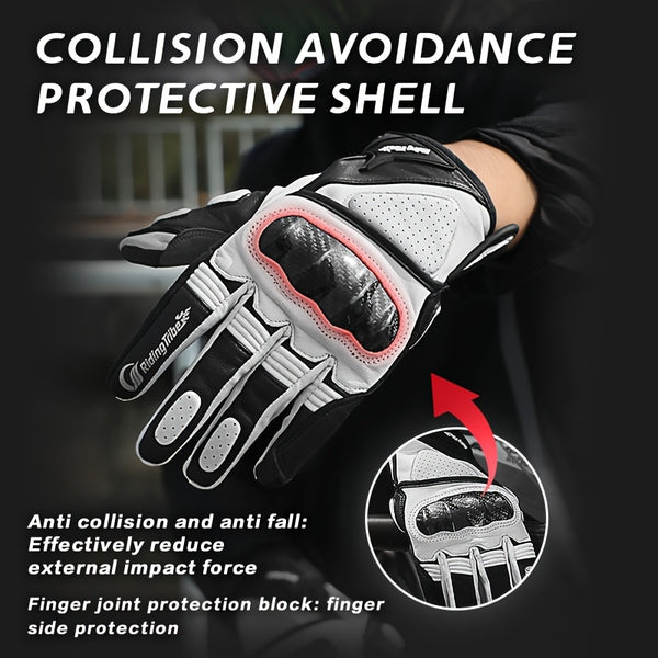 A Pair Of Riding Gloves, Carbon Fiber Protective Shell Breathable Sheepskin Gloves, Suitable For Riding Motorcycles, Riding Bicycles, Skateboarding, Outdoor Sports