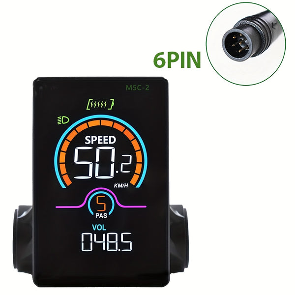 M5C-2 UART2 Electric Bicycle Computer - USB-Powered Bike Speedometer & Odometer with Digital Display, Multi-Color Backlight, Stopwatch, Trip Meter, Real-Time Speed\u002FDistance Tracking, Compatible with E-Bikes & Smartphones (No Battery Required)
