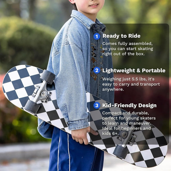 Complete Skateboard Set with LightUp Glow-in-the-Dark Wheels - Heavy-Duty 7-Ply Maple Deck, 220 lbs Weight Capacity, Full Protective Gear (Helmet\u002FWrist\u002FElbow\u002FKnee Pads) & Tool Kit for Boys & Girls - Beginner to Pro Skateboard Kit with