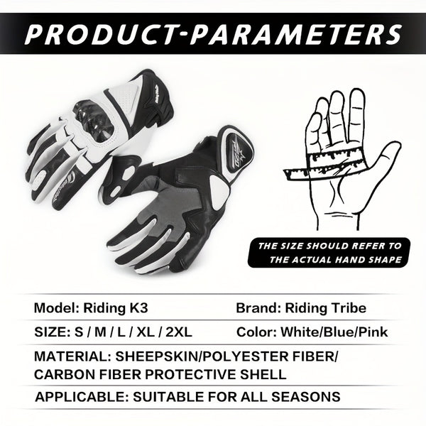A Pair Of Riding Gloves, Carbon Fiber Protective Shell Breathable Sheepskin Gloves, Suitable For Riding Motorcycles, Riding Bicycles, Skateboarding, Outdoor Sports