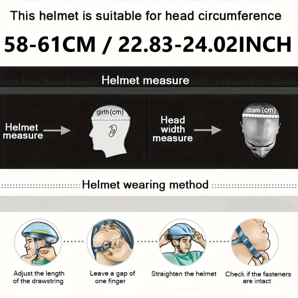 Adult Bike Helmet Ultralight Ventilate Adjustable PC Material Fits Head Bicycle Helmet Circumference 22.83-24.02inch Road Cycling Helmets