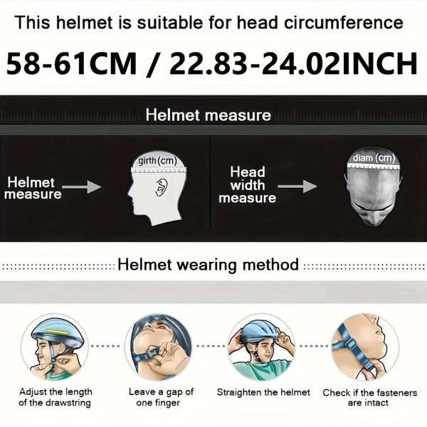 Adult Bike Helmet Ultralight Ventilate Adjustable PC Material Fits Head Bicycle Helmet Circumference 22.83-24.02inch Road Cycling Helmets