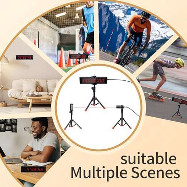 Laser Stopwatch Timer w Built - in Battery - Wireless Timing for Sprint, Field, Bikes Motorcycles