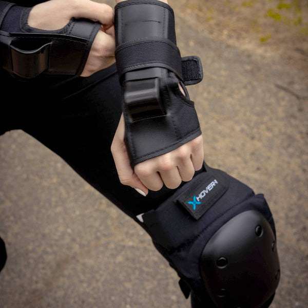 Black 6pcs Protective Gear Set, Includes 2 Elbow Pads, 2 Knee Pads and 2 Wrist Braces, Great Scooters, Bikes, Skateboards, Hoverboards,  Adjustable Fit, Highquality Foam, Impactresistant Padding, Hoverboard Users, Skaters