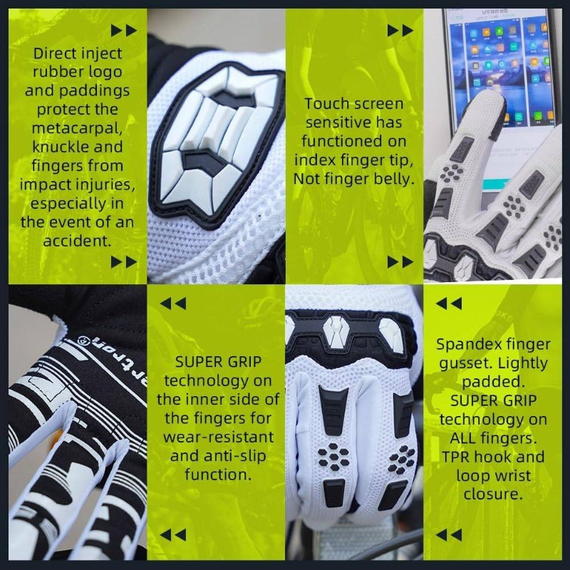 Unisex BMX MX ATV MTB Racing Mountain Bike Cycling Off - Road Bike Gloves Road Racing Motorcycle Motocross Sports Gloves Recognition Full Finger Glove, Bike Accessories, Bike Gloves, Biking Accessories, Atv Riding