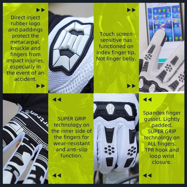 Unisex BMX MX ATV MTB Racing Mountain Bike Cycling Off - Road Bike Gloves Road Racing Motorcycle Motocross Sports Gloves Recognition Full Finger Glove, Bike Accessories, Bike Gloves, Biking Accessories, Atv Riding